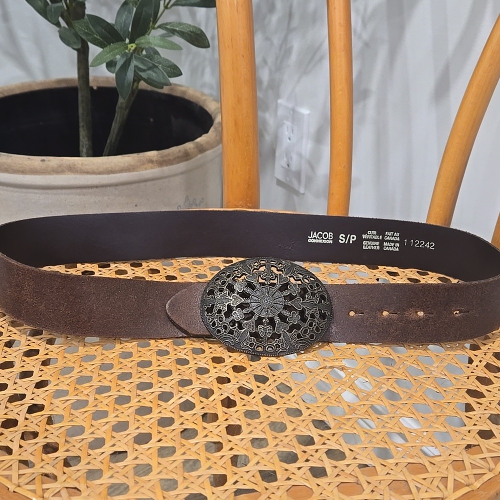 Y2K Jacob Connection Genuine Leather Belt With Metal Boho Buckle - Picture 8 of 8